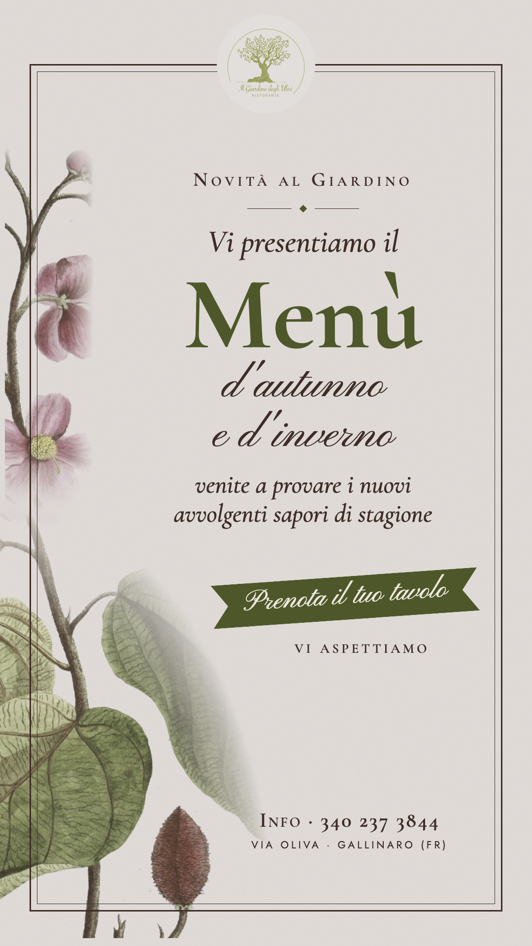 Nuovo menù autunno-inverno